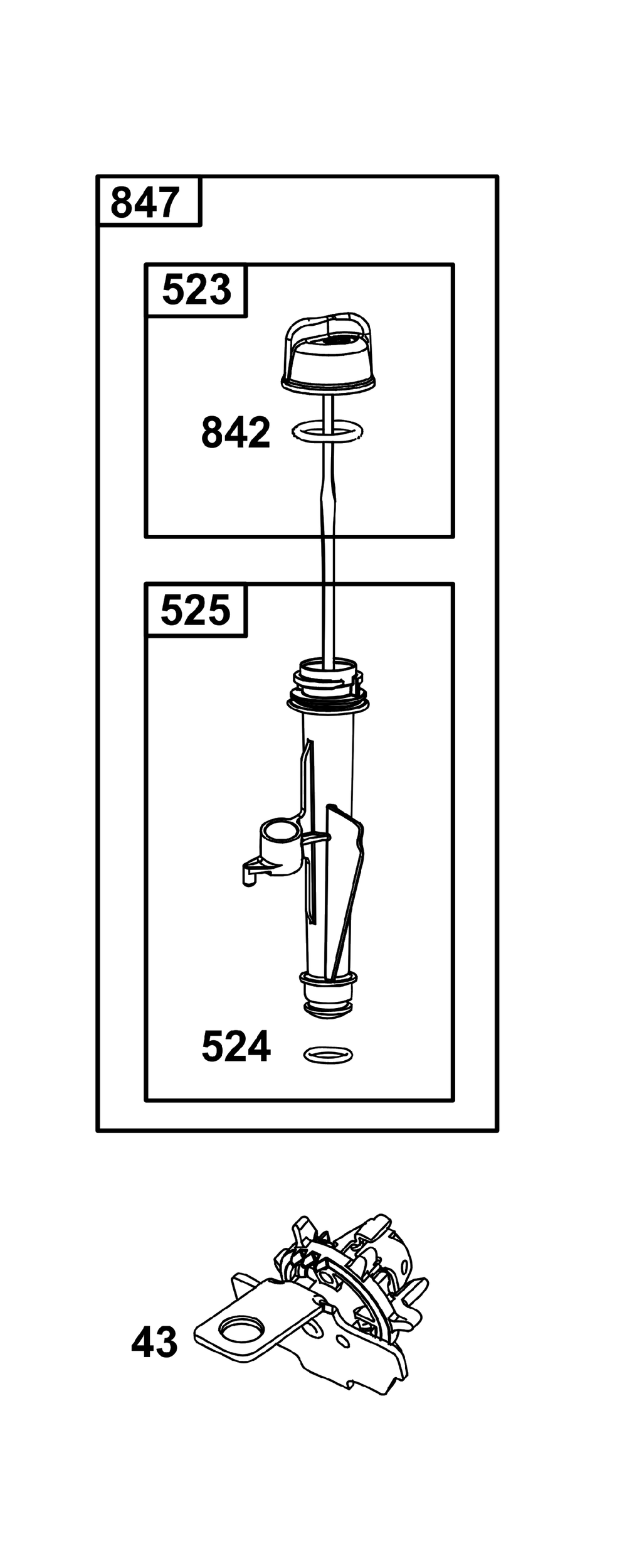 Lubrication Group Diagram and Parts List for 121S0B-0071-F1  Briggs and Stratton Engine